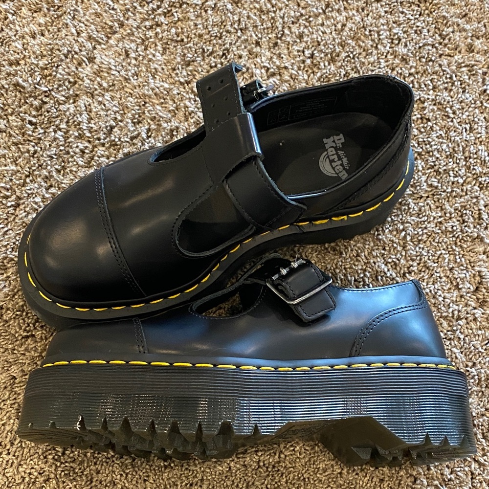 Dr. Martens Black Mary Jane with Yellow Stitching